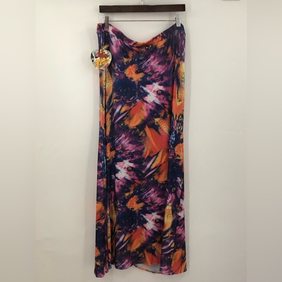 Apple bottoms 1X maxi skirt side slip elastic 0959 stretch multicolor - Picture 2 of 16